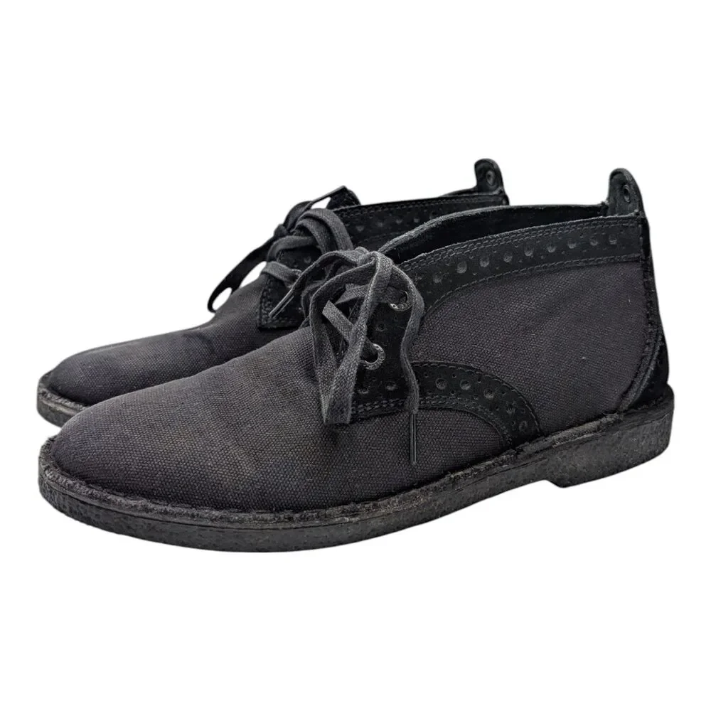 Levi's Stylish Black Canvas Chukka Boots Men's Size 9 Casual Lace-Up Ankle Shoes